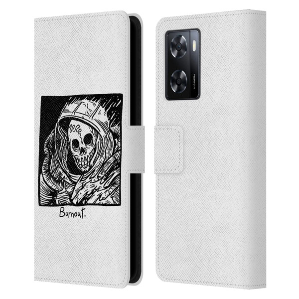 Matt Bailey Skull Burnout Leather Book Wallet Case Cover For OPPO A57s