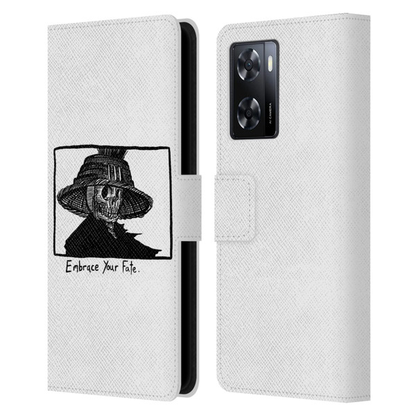 Matt Bailey Skull Embrace Your Fate Leather Book Wallet Case Cover For OPPO A57s