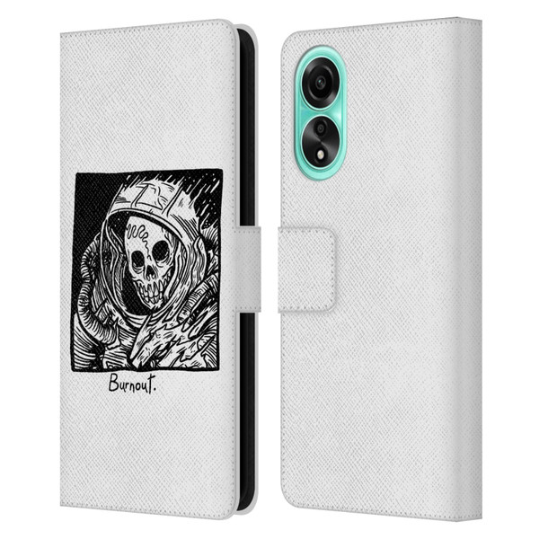 Matt Bailey Skull Burnout Leather Book Wallet Case Cover For OPPO A78 4G