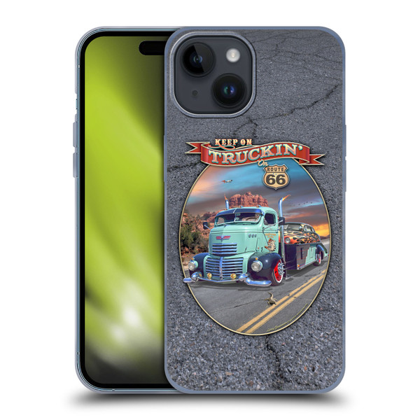 Larry Grossman Retro Collection Keep on Truckin' Rt. 66 Soft Gel Case for Apple iPhone 15