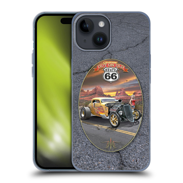 Larry Grossman Retro Collection Route 66 Hot Rod Coupe Soft Gel Case for Apple iPhone 15