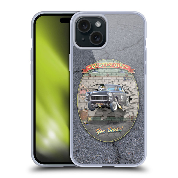 Larry Grossman Retro Collection Bustin' Out '55 Gasser Soft Gel Case for Apple iPhone 15 Plus