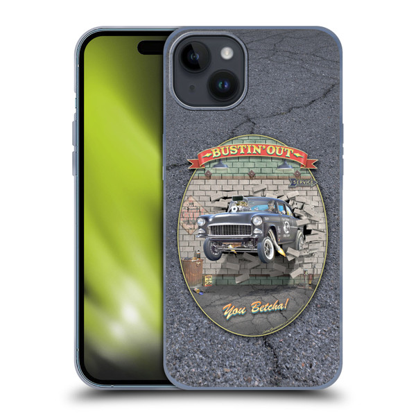 Larry Grossman Retro Collection Bustin' Out '55 Gasser Soft Gel Case for Apple iPhone 15 Plus
