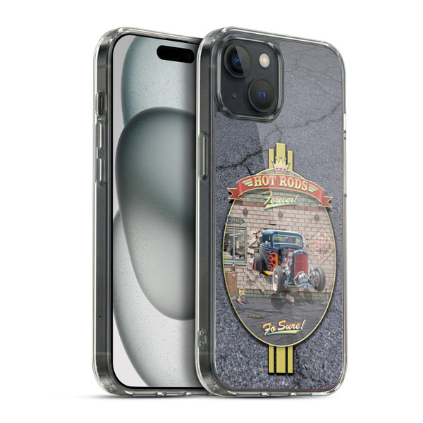 Larry Grossman Retro Collection Hot Rods Forever Soft Gel Case for Apple iPhone 15 Plus & MagSafe