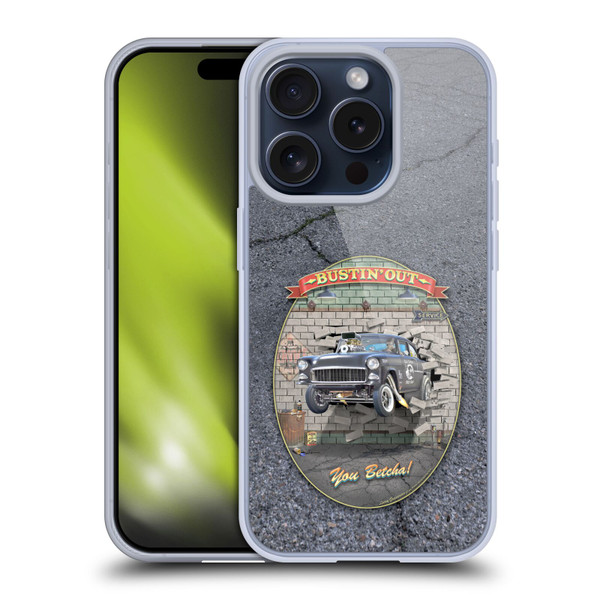 Larry Grossman Retro Collection Bustin' Out '55 Gasser Soft Gel Case for Apple iPhone 15 Pro