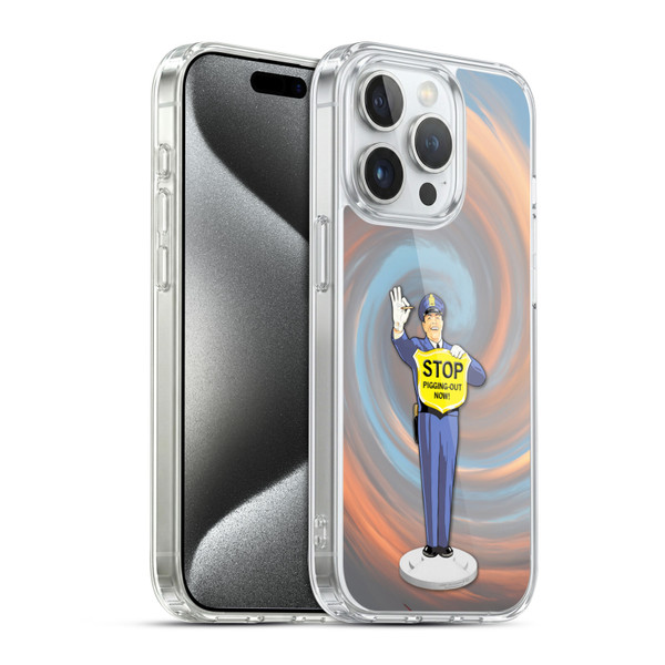 Larry Grossman Retro Collection Stop Pigging Out Soft Gel Case for Apple iPhone 15 Pro & MagSafe