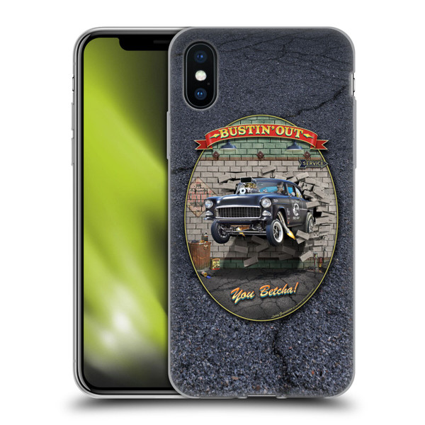 Larry Grossman Retro Collection Bustin' Out '55 Gasser Soft Gel Case for Apple iPhone X / iPhone XS