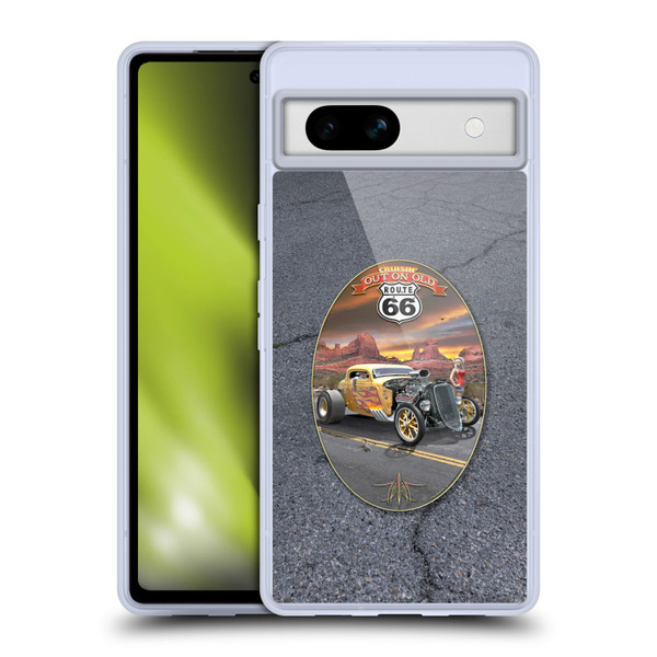 Larry Grossman Retro Collection Route 66 Hot Rod Coupe Soft Gel Case for Google Pixel 7a