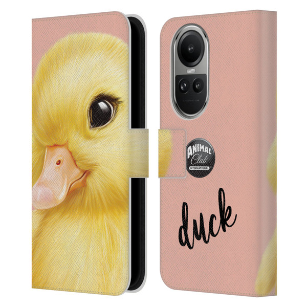 Animal Club International Faces Duck Leather Book Wallet Case Cover For OPPO Reno10 5G / Reno10 Pro 5G