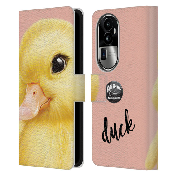 Animal Club International Faces Duck Leather Book Wallet Case Cover For OPPO Reno10 Pro+
