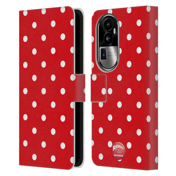 Animal Club International Patterns Polka Dots Red Leather Book Wallet Case Cover For OPPO Reno10 Pro+