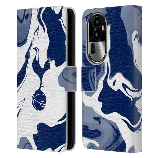 Tottenham Hotspur F.C. Badge Blue And White Marble Leather Book Wallet Case Cover For OPPO Reno10 Pro+