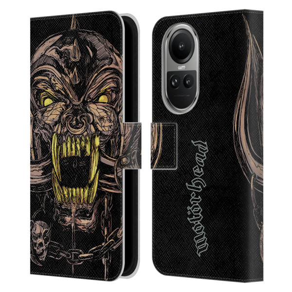 Motorhead Graphics Snaggletooth Leather Book Wallet Case Cover For OPPO Reno10 5G / Reno10 Pro 5G