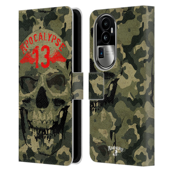 Alchemy Gothic Skull Camo Skull Leather Book Wallet Case Cover For OPPO Reno10 Pro+