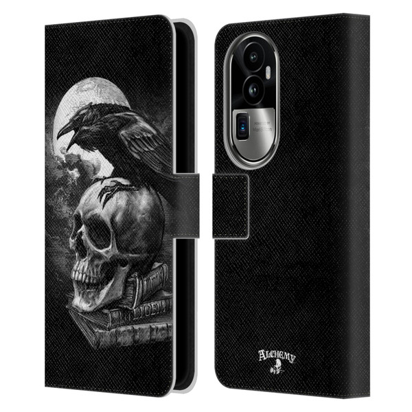 Alchemy Gothic Wing Poe's Raven Leather Book Wallet Case Cover For OPPO Reno10 Pro+