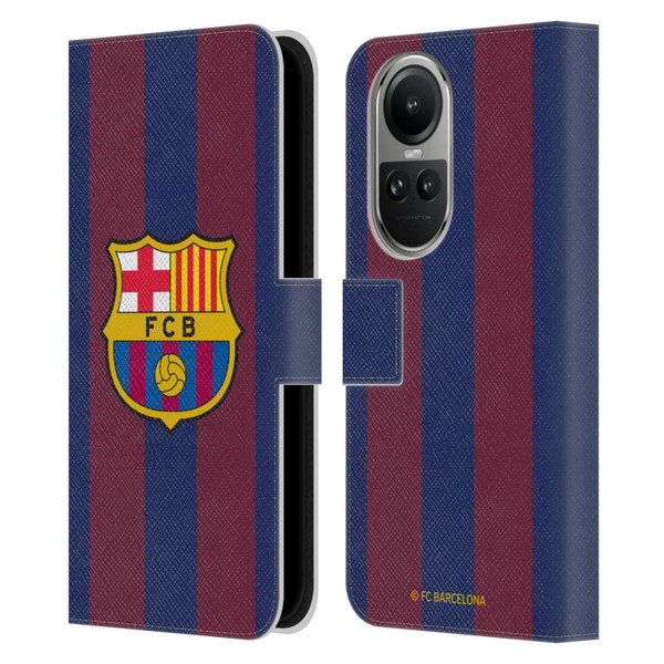 FC Barcelona 2023/24 Crest Kit Home Leather Book Wallet Case Cover For OPPO Reno10 5G / Reno10 Pro 5G