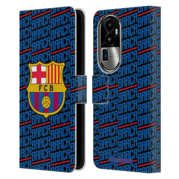 FC Barcelona Crest Patterns Barca Leather Book Wallet Case Cover For OPPO Reno10 Pro+