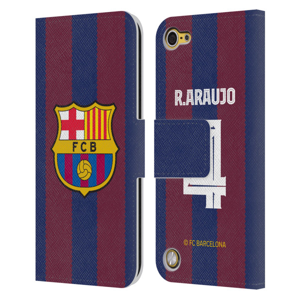 FC Barcelona 2023/24 Players Home Kit Ronald Araújo Leather Book Wallet Case Cover For Apple iPod Touch 5G 5th Gen