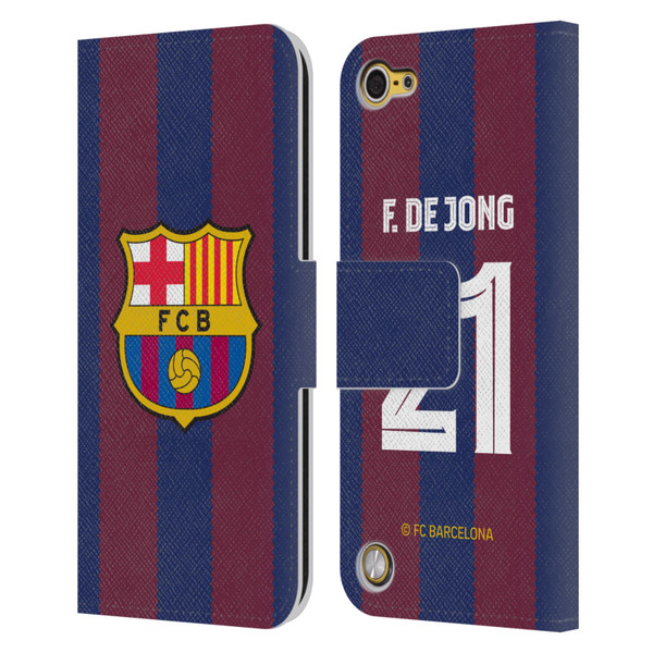 FC Barcelona 2023/24 Players Home Kit Frenkie de Jong Leather Book Wallet Case Cover For Apple iPod Touch 5G 5th Gen