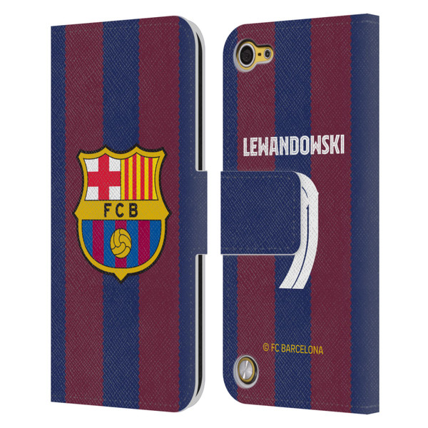 FC Barcelona 2023/24 Players Home Kit Robert Lewandowski Leather Book Wallet Case Cover For Apple iPod Touch 5G 5th Gen