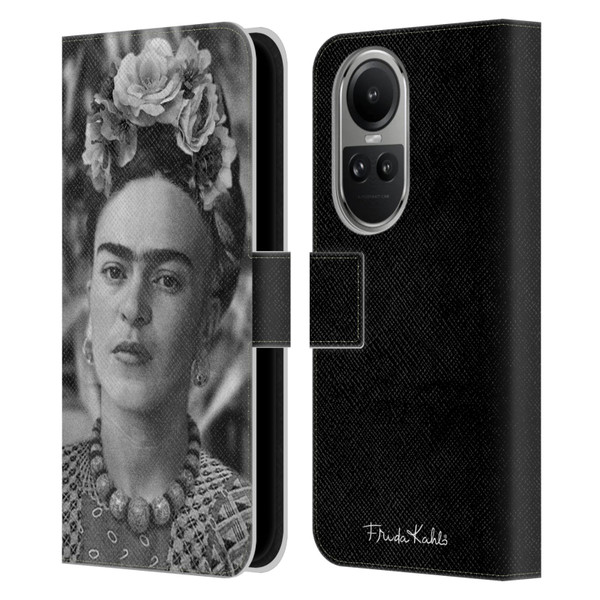 Frida Kahlo Portraits And Quotes Floral Headdress Leather Book Wallet Case Cover For OPPO Reno10 5G / Reno10 Pro 5G
