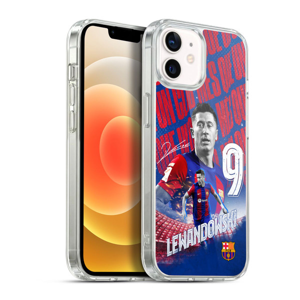 FC Barcelona 2023/24 First Team Robert Lewandowski Soft Gel Case for Apple iPhone 12 / iPhone 12 Pro & MagSafe