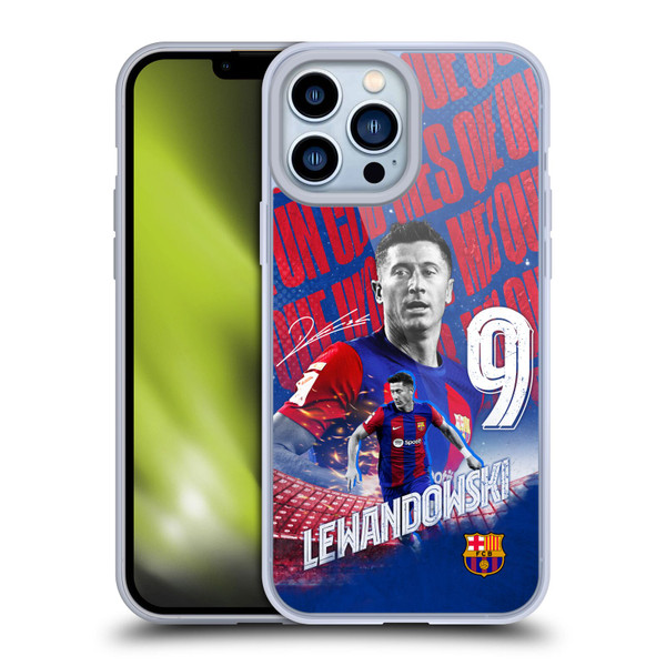 FC Barcelona 2023/24 First Team Robert Lewandowski Soft Gel Case for Apple iPhone 13 Pro Max & MagSafe