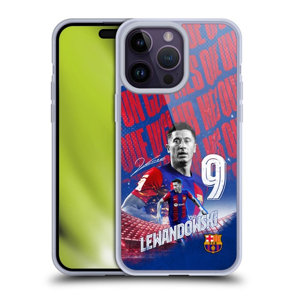 FC Barcelona 2023/24 First Team Robert Lewandowski Soft Gel Case for Apple iPhone 14 Pro Max & MagSafe