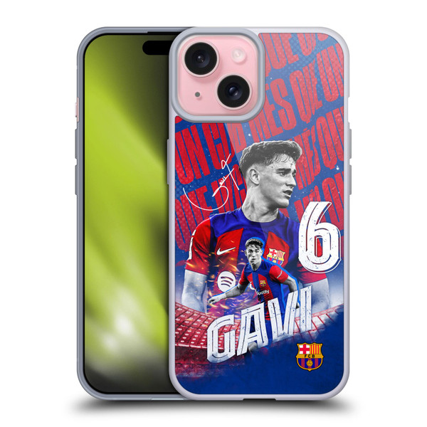 FC Barcelona 2023/24 First Team Gavi Soft Gel Case for Apple iPhone 15 & MagSafe