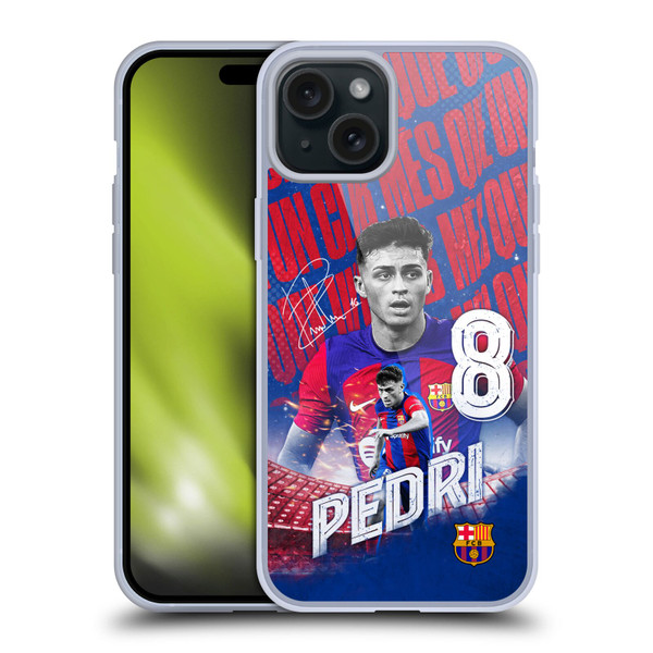 FC Barcelona 2023/24 First Team Pedri Soft Gel Case for Apple iPhone 15 Plus
