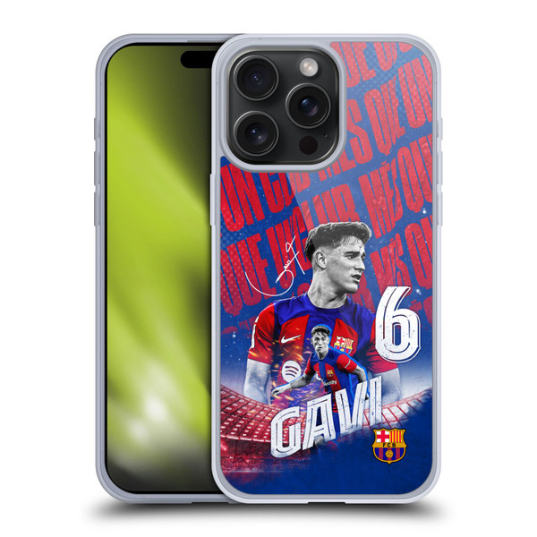 FC Barcelona 2023/24 First Team Gavi Soft Gel Case for Apple iPhone 15 Pro Max & MagSafe