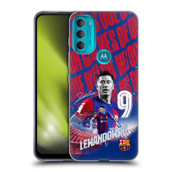 FC Barcelona 2023/24 First Team Robert Lewandowski Soft Gel Case for Motorola Moto G71 5G