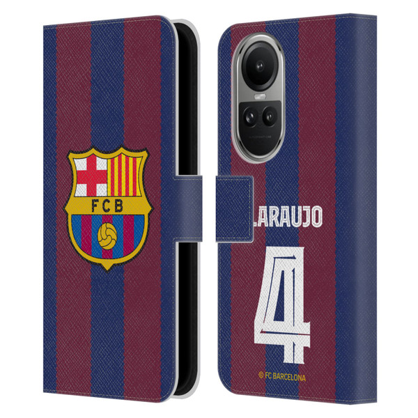 FC Barcelona 2023/24 Players Home Kit Ronald Araújo Leather Book Wallet Case Cover For OPPO Reno10 5G / Reno10 Pro 5G