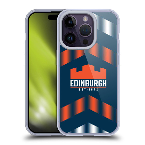 Edinburgh Rugby Logo Art Lines Soft Gel Case for Apple iPhone 14 Pro