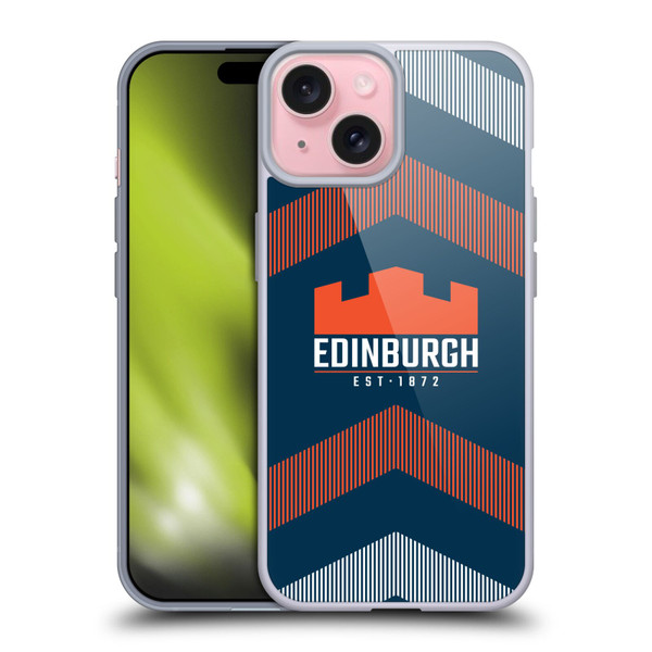Edinburgh Rugby Logo Art Lines Soft Gel Case for Apple iPhone 15