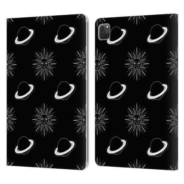 Haroulita Celestial Black And White Planet And Sun Leather Book Wallet Case Cover For Apple iPad Pro 11 2020 / 2021 / 2022