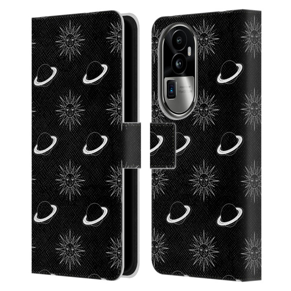 Haroulita Celestial Black And White Planet And Sun Leather Book Wallet Case Cover For OPPO Reno10 Pro+