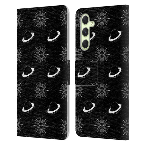 Haroulita Celestial Black And White Planet And Sun Leather Book Wallet Case Cover For Samsung Galaxy A54 5G