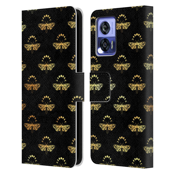 Haroulita Celestial Gold Butterfly Leather Book Wallet Case Cover For Motorola Edge 30 Neo 5G
