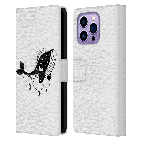 Haroulita Celestial Tattoo Whale Leather Book Wallet Case Cover For Apple iPhone 14 Pro Max