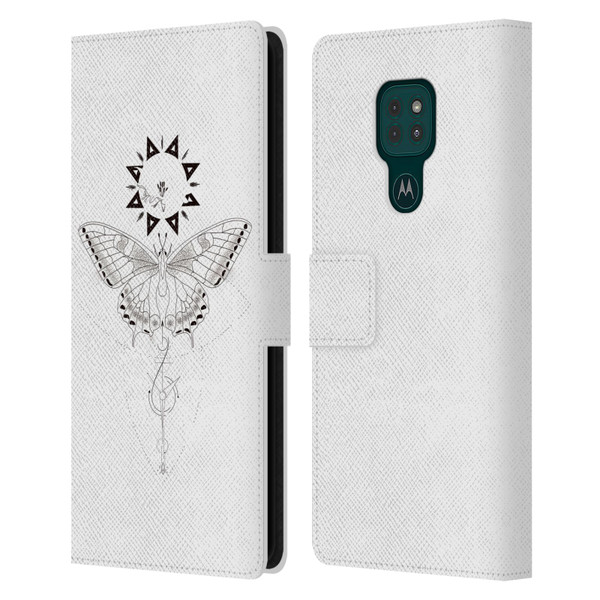 Haroulita Celestial Tattoo Butterfly And Sun Leather Book Wallet Case Cover For Motorola Moto G9 Play