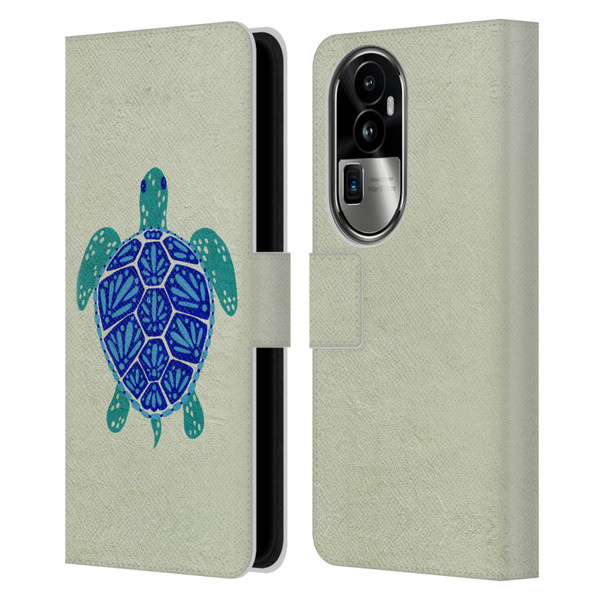 Cat Coquillette Sea Turtle Blue Leather Book Wallet Case Cover For OPPO Reno10 Pro+