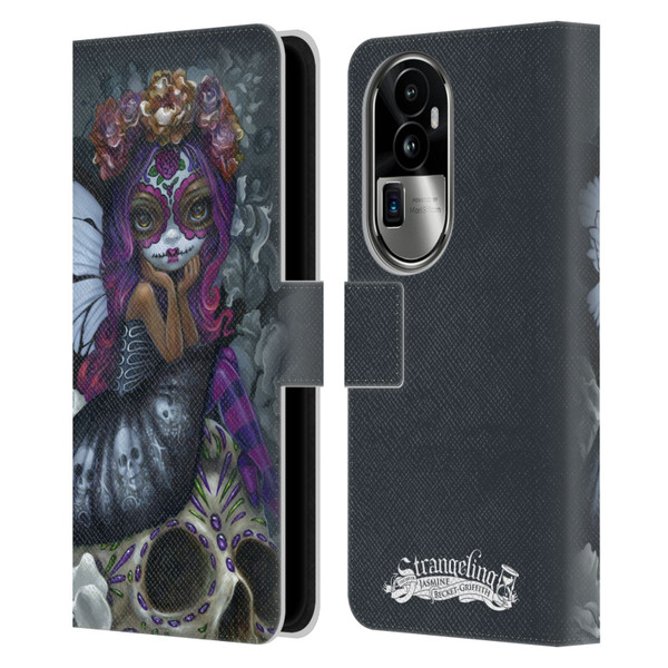 Strangeling Fairy Art Day of Dead Skull Leather Book Wallet Case Cover For OPPO Reno10 Pro+