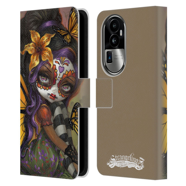 Strangeling Fairy Art Day of Dead Butterfly Leather Book Wallet Case Cover For OPPO Reno10 Pro+
