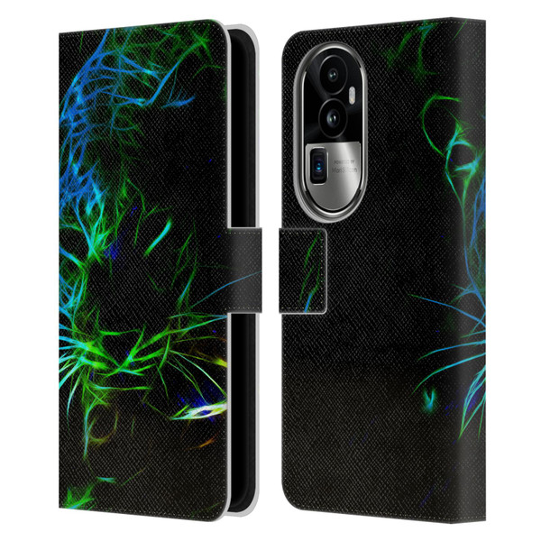 Simone Gatterwe Animals Neon Leopard Leather Book Wallet Case Cover For OPPO Reno10 Pro+