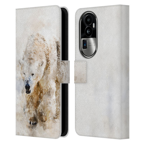 Simone Gatterwe Animals 2 Abstract Polar Bear Leather Book Wallet Case Cover For OPPO Reno10 Pro+