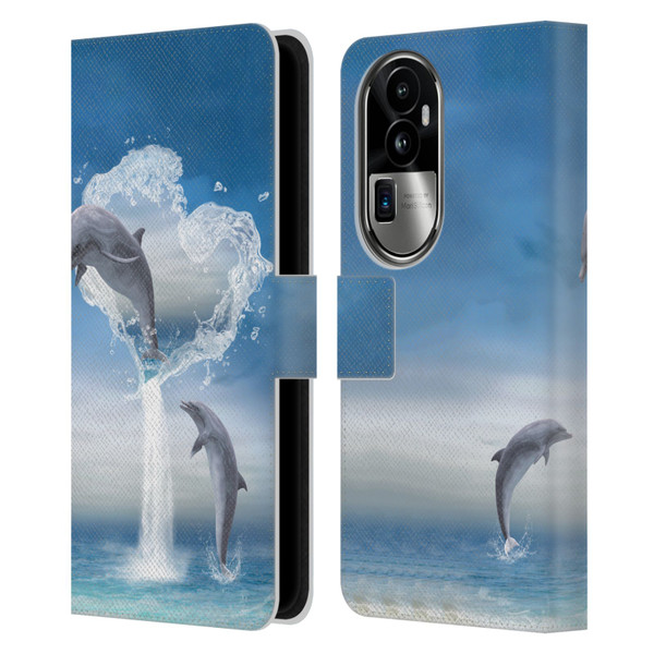 Simone Gatterwe Dolphins Lovers Leather Book Wallet Case Cover For OPPO Reno10 Pro+