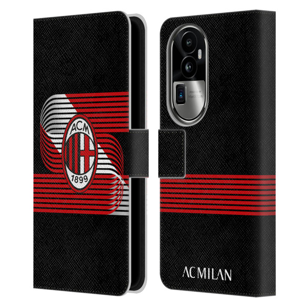 AC Milan Crest Patterns Diagonal Leather Book Wallet Case Cover For OPPO Reno10 Pro+