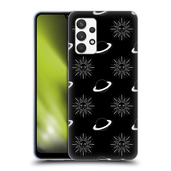 Haroulita Celestial Black And White Planet And Sun Soft Gel Case for Samsung Galaxy A32 (2021)