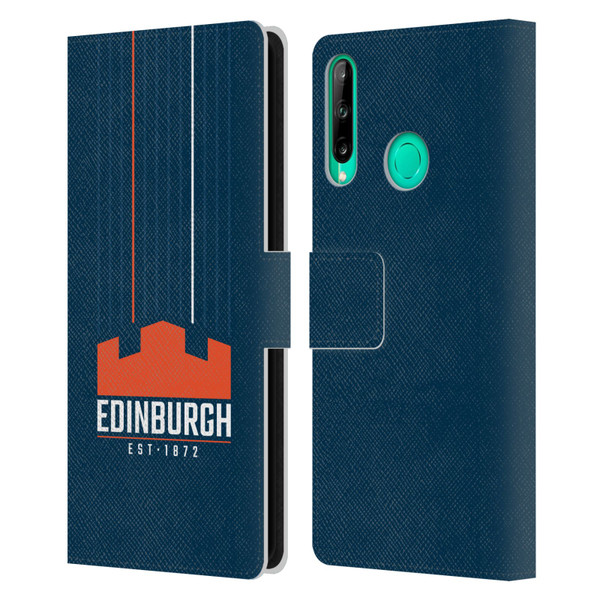 Edinburgh Rugby Logo Art Vertical Stripes Leather Book Wallet Case Cover For Huawei P40 lite E